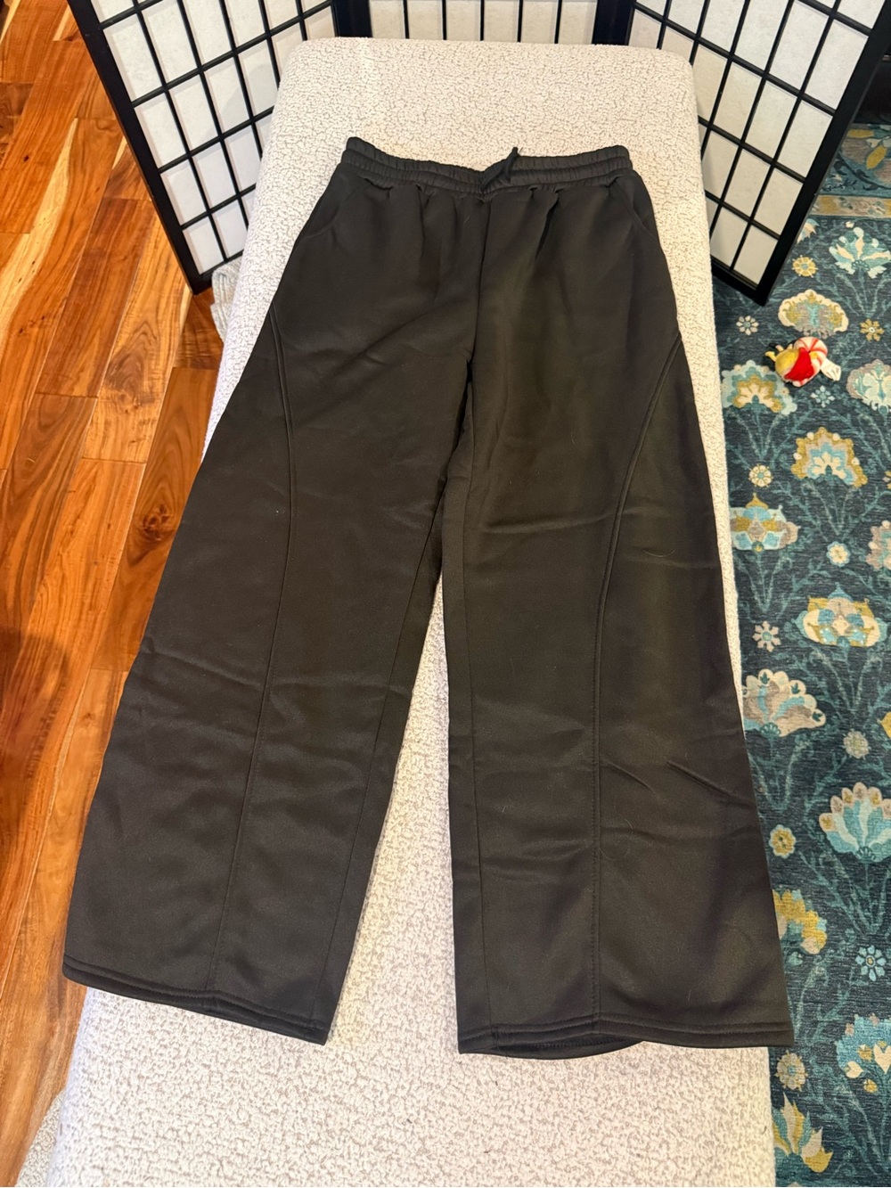 Black Wide-Leg Women's Pants - Casual Pull-On